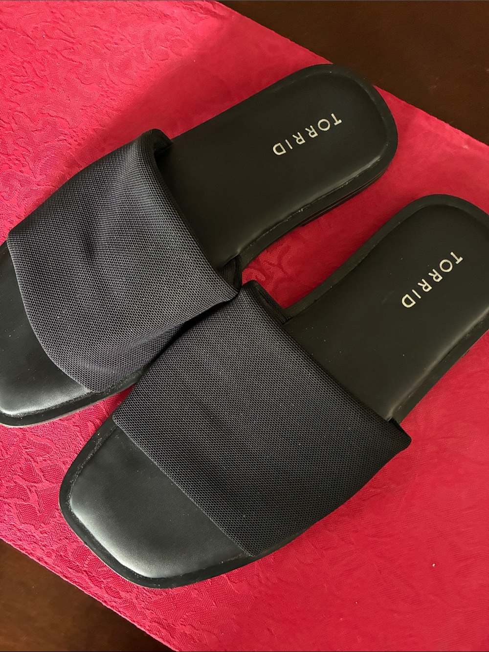 torrid Black Wide Strap Slide Sandals